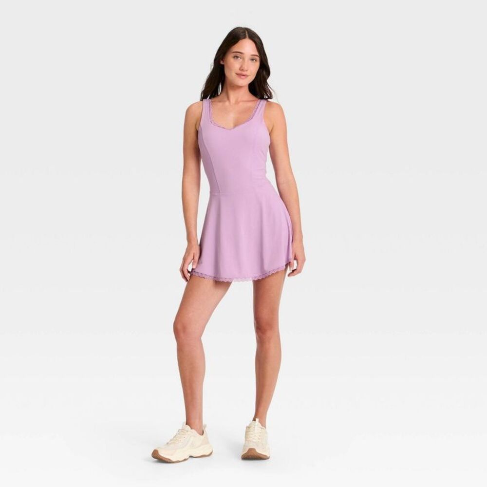 Women's Active Lace Trim Dress - JoyLab Lavender L